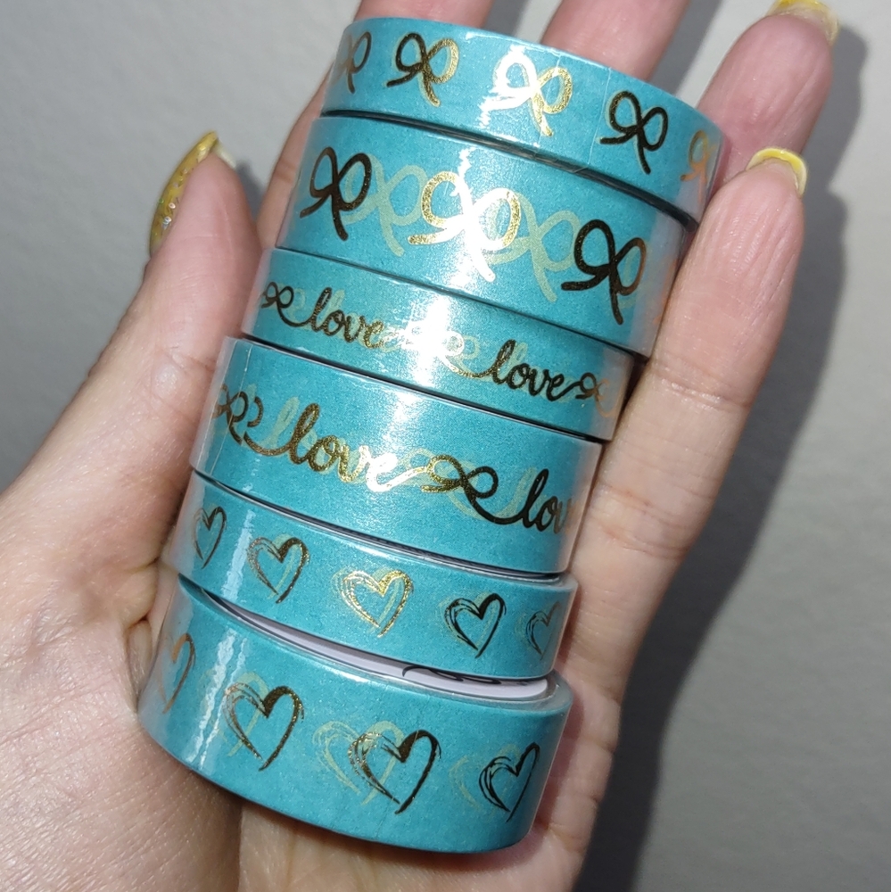 Gilded Butterfly Co. Washi Tape - Teal w/ Gold Foil